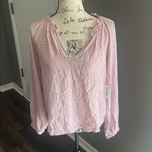 Old Navy Light Pink Striped Blouse